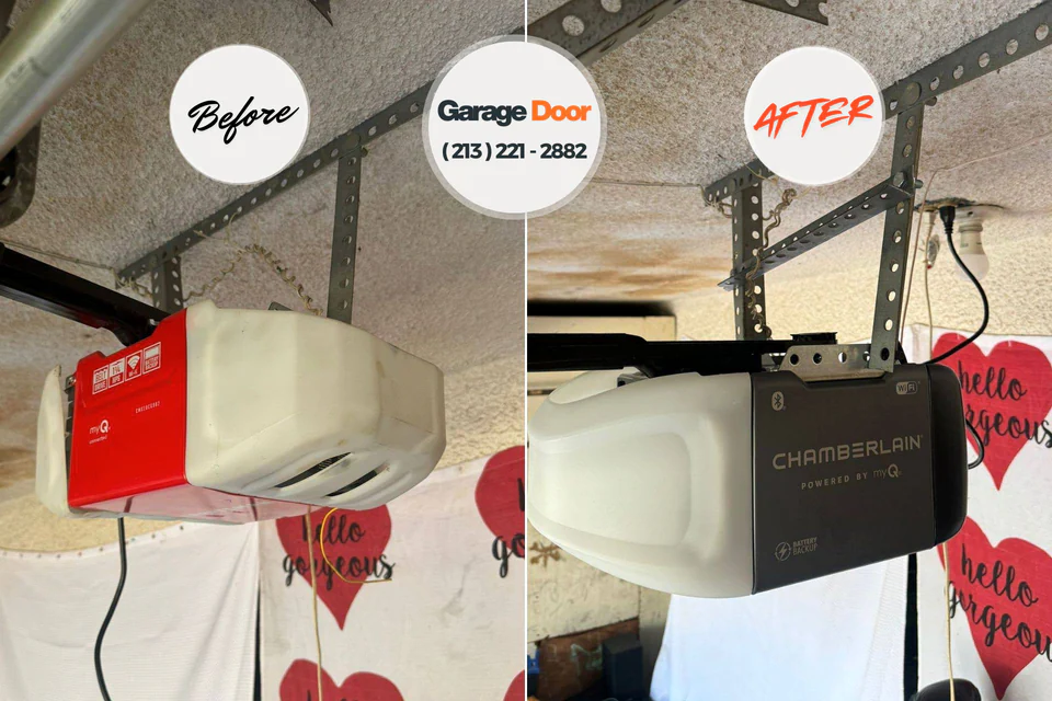Before and after: garage door repair Highland Park, NJ